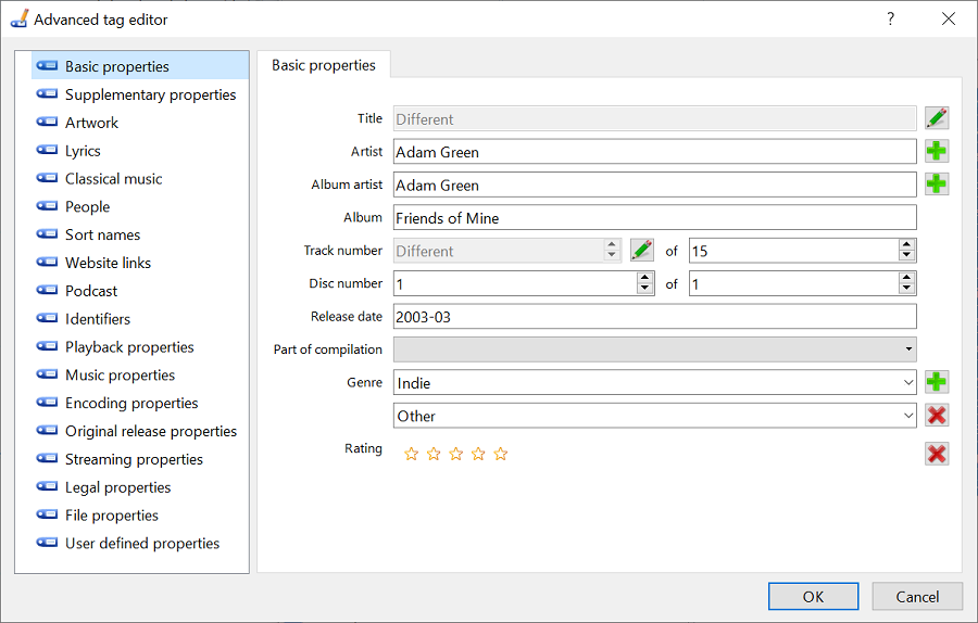 Bearbeite sämtliche Audio-Tags mit dem erweiterten Tag-Editor.