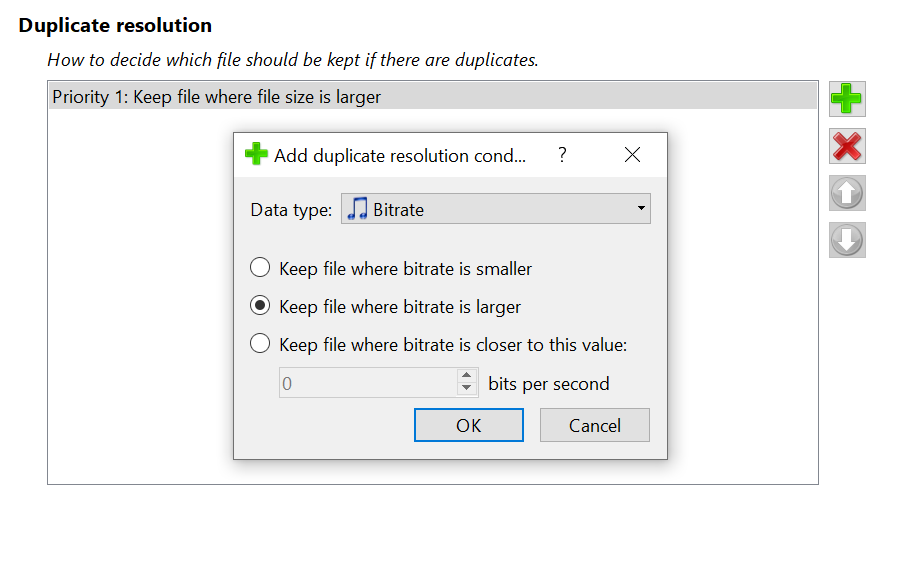 Define different duplicate resolution conditions.